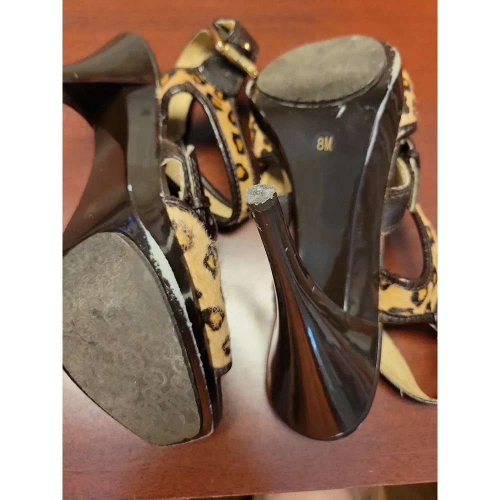 Michael Kors Sandals Womens Size 8 Stilettos Shoes Leopard Calf Hair Leather